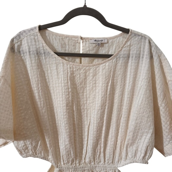 Madewell Cutout Romper in Seersucker "Lighthouse" Cream 100% Cotton Size XXL - Picture 8 of 13